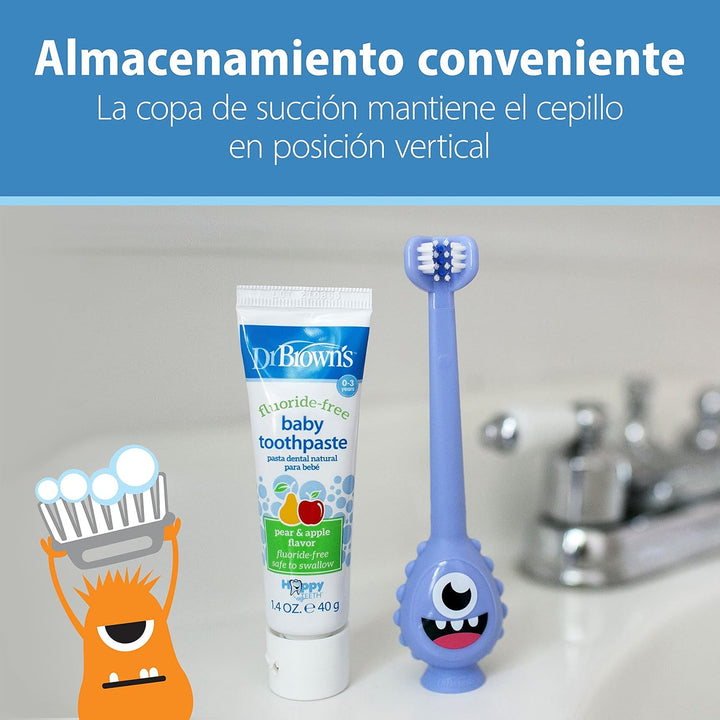 Toothscrubber Toothbrush, Three-Sided Toddler Training Toothbrush for Ages 1-4 Years with Suction Cup Base and Color Changing Bristles