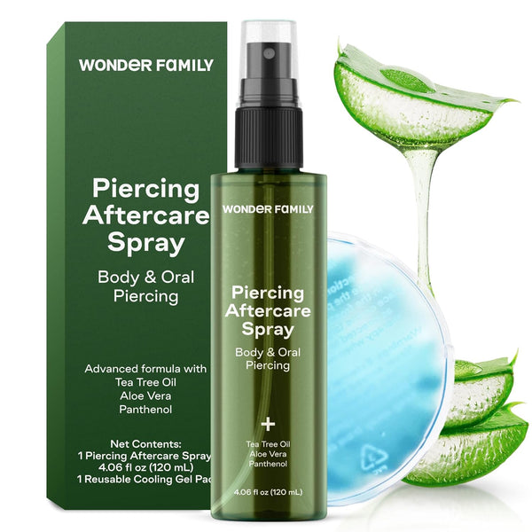 Piercing Aftercare Spray - Sterile Saline Solution for Piercings with Panthenol & Tea Tree Oil for Piercing Bumps Lip, Body, Nose Rings, & Ear Piercing Cleaner Keloid Bump Removal