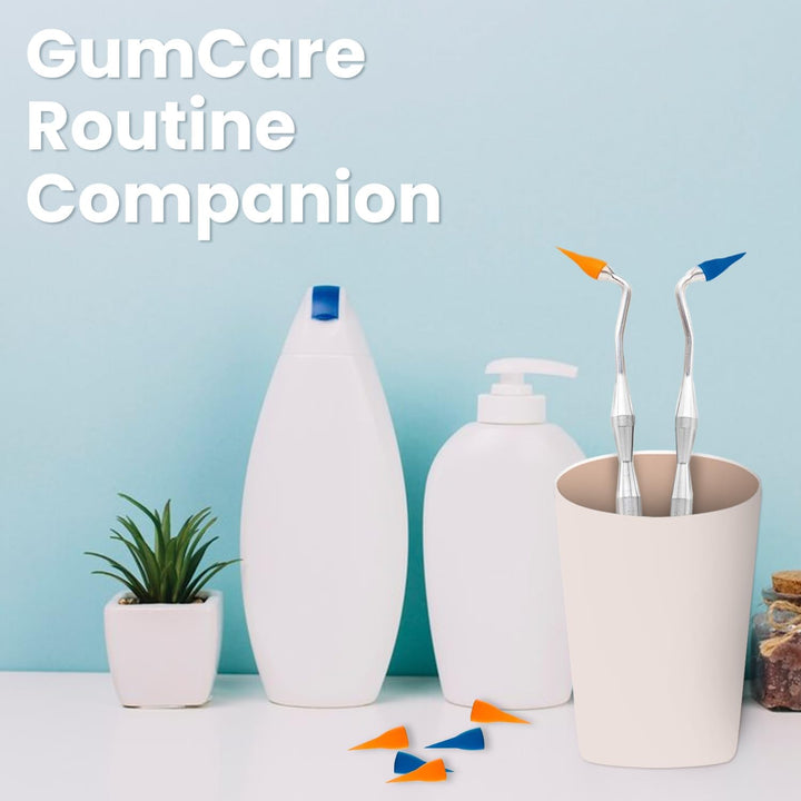 Gum Stimulator with Rubber Tip Refills - Premium Aluminum Handle - Effectively Remove Plaque & Prevent Gingivitis (12 Normal Tips Included) - 2 Pack (Blue and Orange)