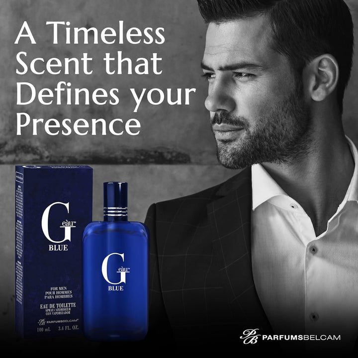 G Eau Blue Eau De Toilette Spray – Men’S Cologne, Long-Lasting Summer Fragrance for Men and Teen Boys, Perfume Para Hombre – 3.4 Fl Oz – Fresh Blue Scent