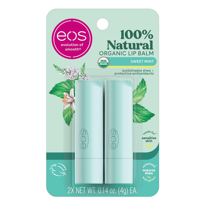 100% Natural & Organic Lip Balm Sticks - Vanilla Bean, All Natural Lip Balm, All-Day Moisture, Dermatologist Recommended, 0.14 Oz, 2-Pack