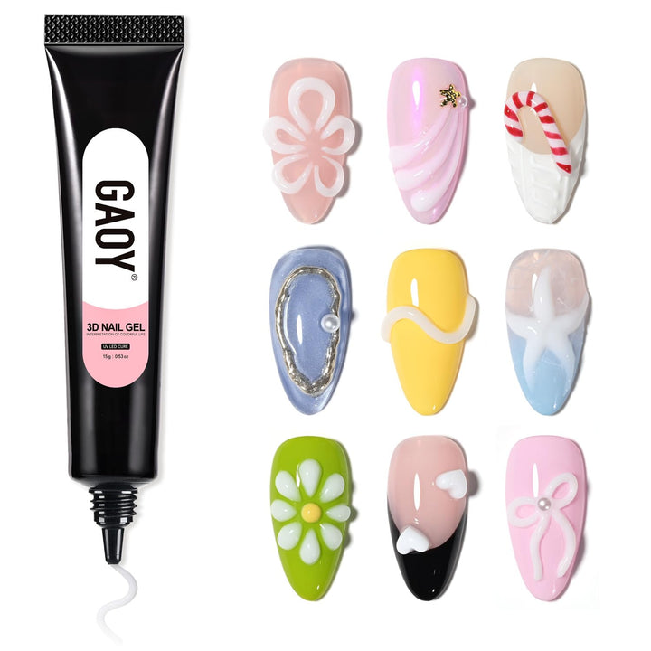 3D Nail Gel, 15G Clear Sculpting Gel for Carving, Molding and Painting Nail Art Designs, Rhinestone Glue for Gems Decoration