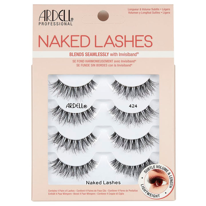 Naked Lashes 420 Multipack, Lightweight Natural Look, Invisiband for Comfort, Perfect for Everyday Wear, 4-Pairs, 1-Pack