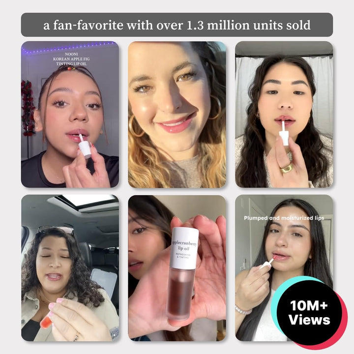 Korean Lip Oil - Applepeony | Long-Lasting, Moisturizing, Plumping, Revitalizing for Dry Lips, Waterproof, No Peel Off, Hydrating, Nourishing Crystal Clear, 0.12 FL Oz