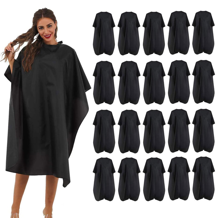 Black Waterproof Hair Salon Cape Professional Barber Cape with Metal Snap Closure Hair Cutting Cape (Black-5 Pack)