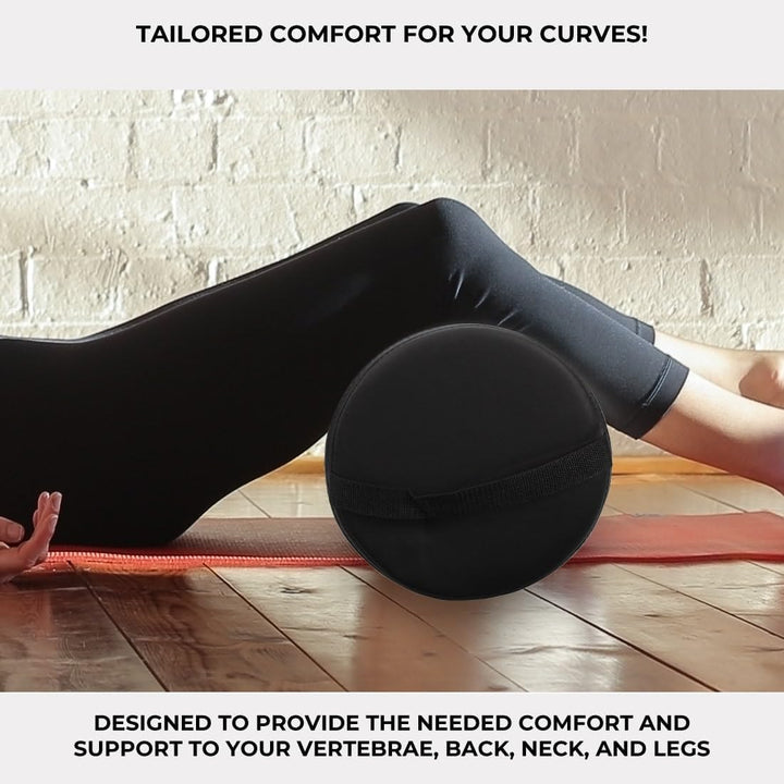 Jumbo Full round Bolster Pillow, Black, Oil and Stain-Resistant, for Massage and Yoga, 9” R X 26” L