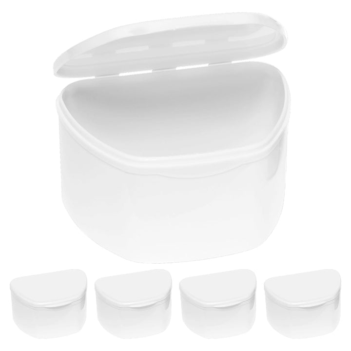 Denture Cases 5 Color Pack - Dental Box for Artificial Teeth, Mouth Guard, Night Guard, Gum Shields, Retainer - Denture Bath Container for Women and Men - Travel Denture Cup by