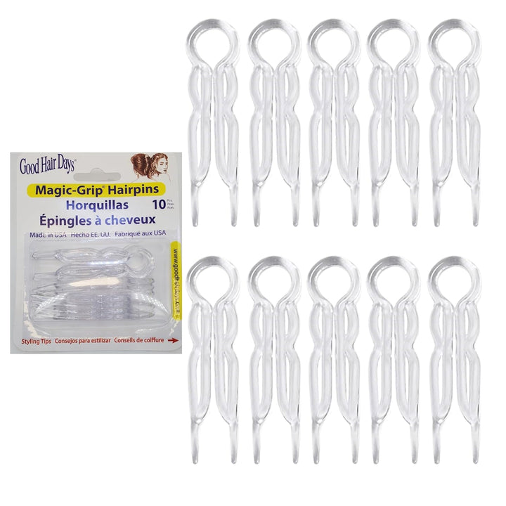 Hair Pins - 2 1/2" Plastic, U-Shaped Magic Grip Hairpins, Strong Durable Pins for Fine, Thick & Long Hair, Styling Accessories - Tortoise Shell, Set of 10