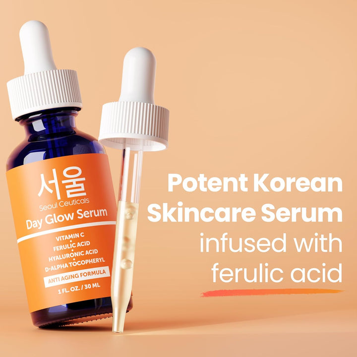 Korean Skin Care 20% Vitamin C Hyaluronic Acid Serum + CE Ferulic Acid - Potent anti Aging Vit C, anti Wrinkle K Beauty Skincare 1Oz