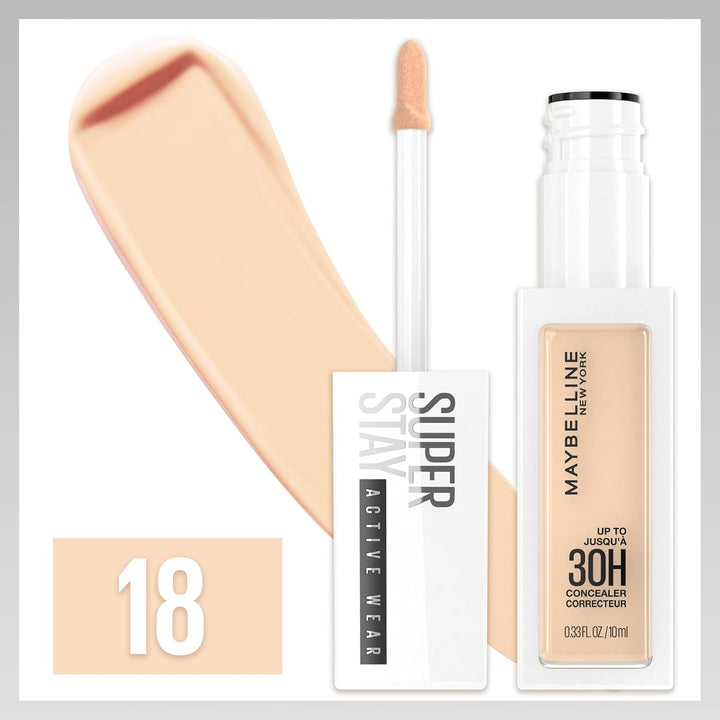 Super Stay Liquid Concealer Makeup, Full Coverage Concealer, up to 30 Hour Wear, Transfer Resistant, Natural Matte Finish, Oil-Free, Available in 16 Shades, 18, 1 Count