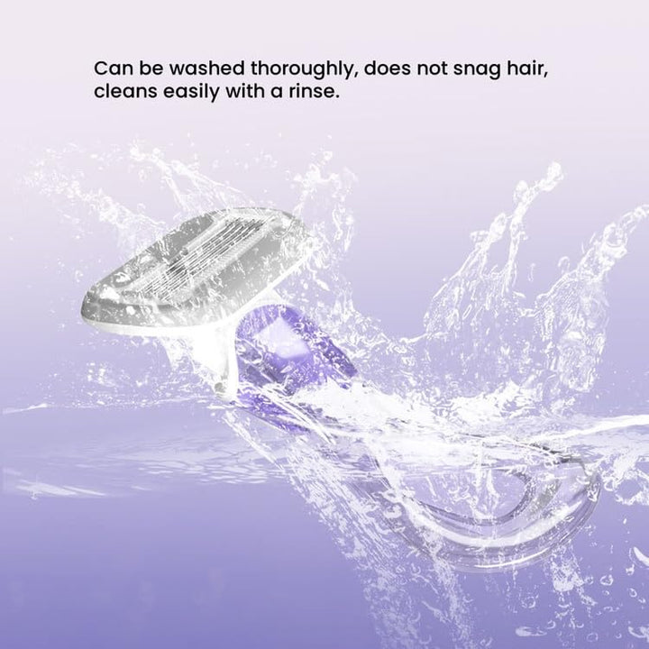 Women'S Manual Short-Handle Razor, Leg and Underarm Hair Shaver, Travel Razor, Five-Blade for Faster and Cleaner Shaving Experience, Reusable (Purple), Small