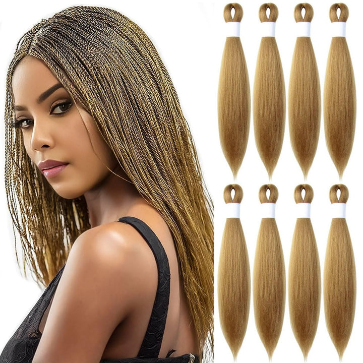 Purple Braiding Hair 20 Inch Pre Stretched Hair Long Straight Crochet Braids Yaki Texture Synthetic Fiber 4 Packs (Dark Purple)