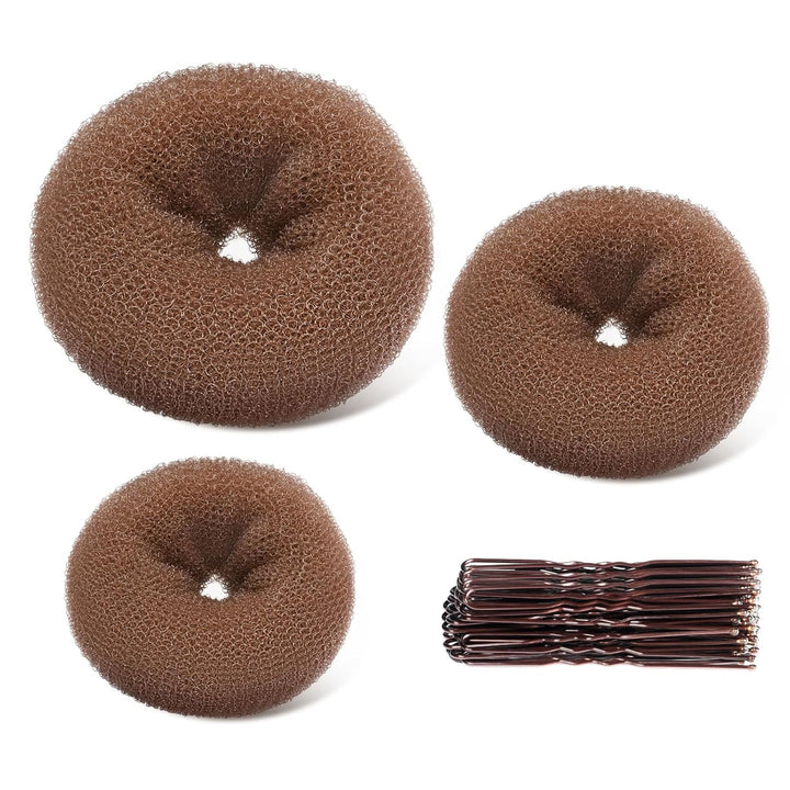 Donut Bun Maker, 3PCS Hair Bun Maker with 20PCS Bobby Pins Blonde for Ballet Styling