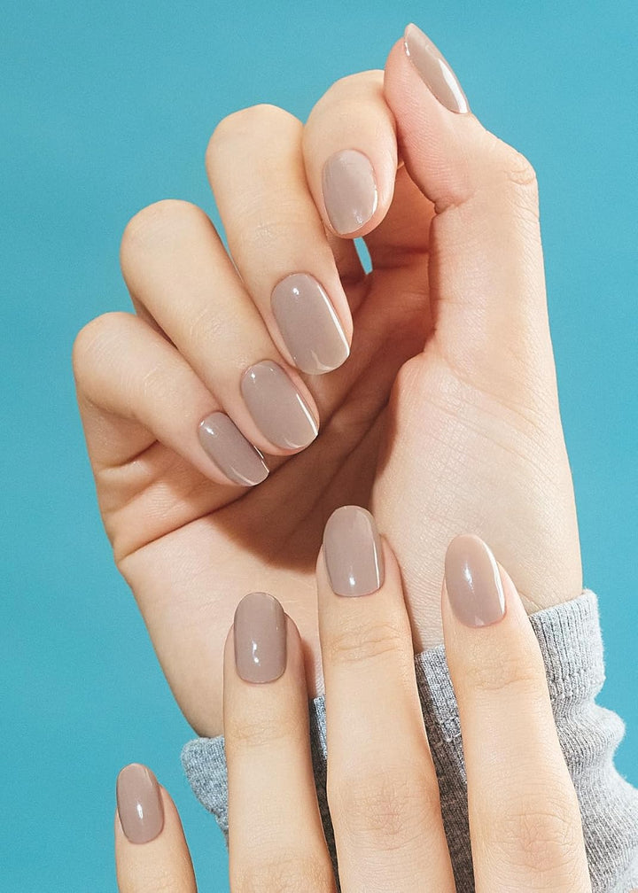 Semi Cured Gel Nail Strips (N Cream Beige) - Nude, Solid, Works with Any UV/LED Lamps, Salon-Quality, Long Lasting, Easy to Apply & Remove - Includes 2 Prep Pads, Nail File & Wooden Stick