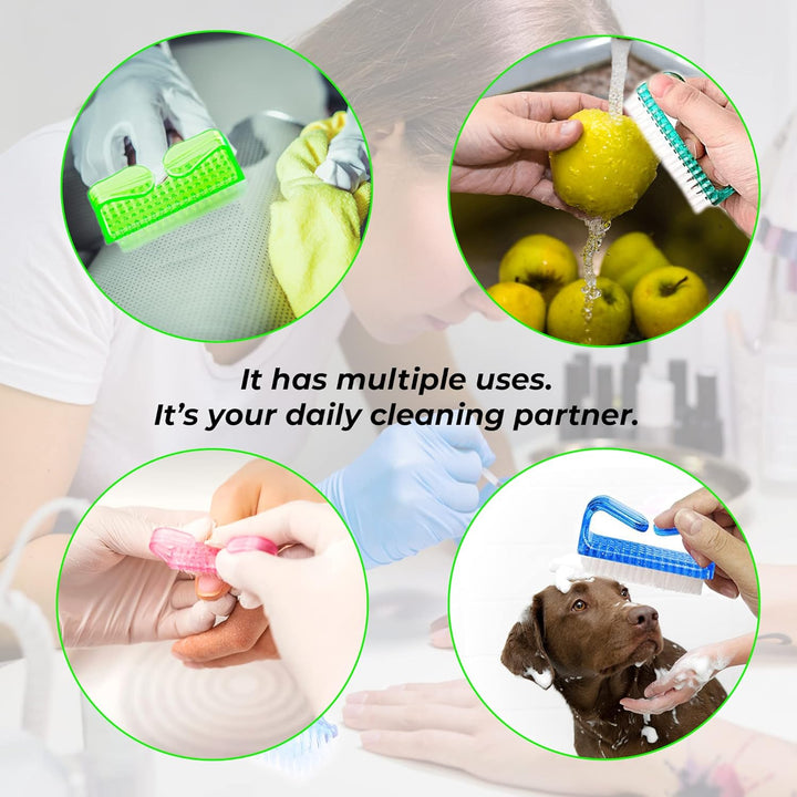 4 Pcs Nail Brush for Daily Use - 4 Different Kinds of Fingernail Brush with Plastic Handle Nail Brush for Cleaning Fingernails - Easy to Use Nail Scrub Brush - Nail Cleaner Nail Brushes for Hands Feet