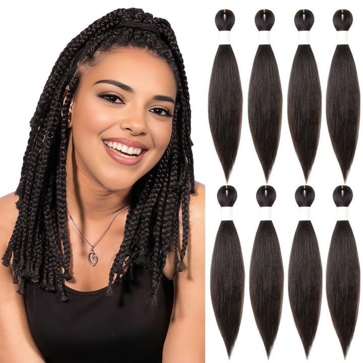 Purple Braiding Hair 20 Inch Pre Stretched Hair Long Straight Crochet Braids Yaki Texture Synthetic Fiber 4 Packs (Dark Purple)
