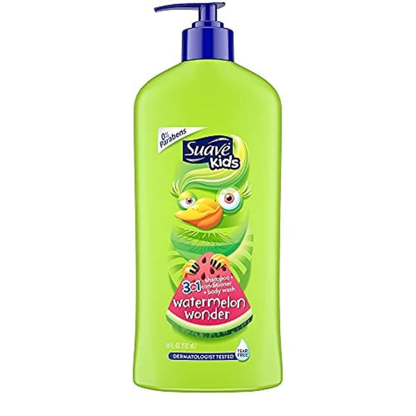 Kids 3In1 Shampoo Conditioner Body Wash for a Tear-Free Shower or Bath Wacky Melon Dermatologically Tested 18 Oz