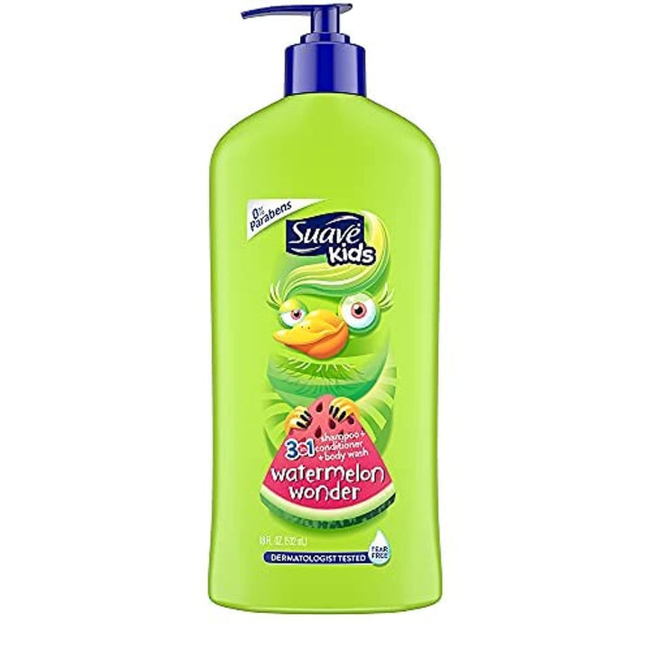 Kids 3In1 Shampoo Conditioner Body Wash for a Tear-Free Shower or Bath Wacky Melon Dermatologically Tested 18 Oz