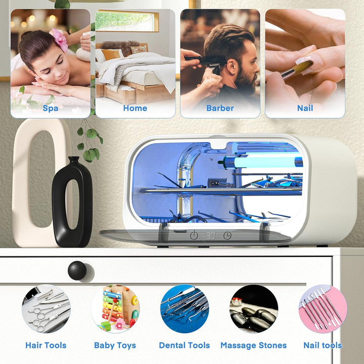 Sterilizer for Esthetician, 12L Double-Layer Large Sterilizer for Nail Tools, Multi-Functional Nail Cleaner Box, Large Capacity Cleaning Cabinet for Home Use, Barbers, Beauty Salons, and Spas