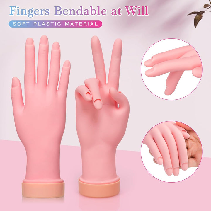 Nail Practice Hand for Acrylic Nails, Mannequin Hand for Nails Practice, Flexible Bendable Fake Hand Manicure Nail Practice Hand 1Pcs