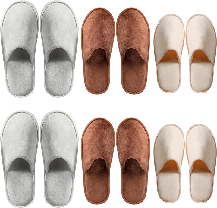 6-10 Pairs Spa Slippers, Non Slip Disposable Slippers for Guest, Washable Reusable, Which Can Be Used as Women Men, House, Indoor, Bathroom, Bedroom, Hotel, Bride Slippers