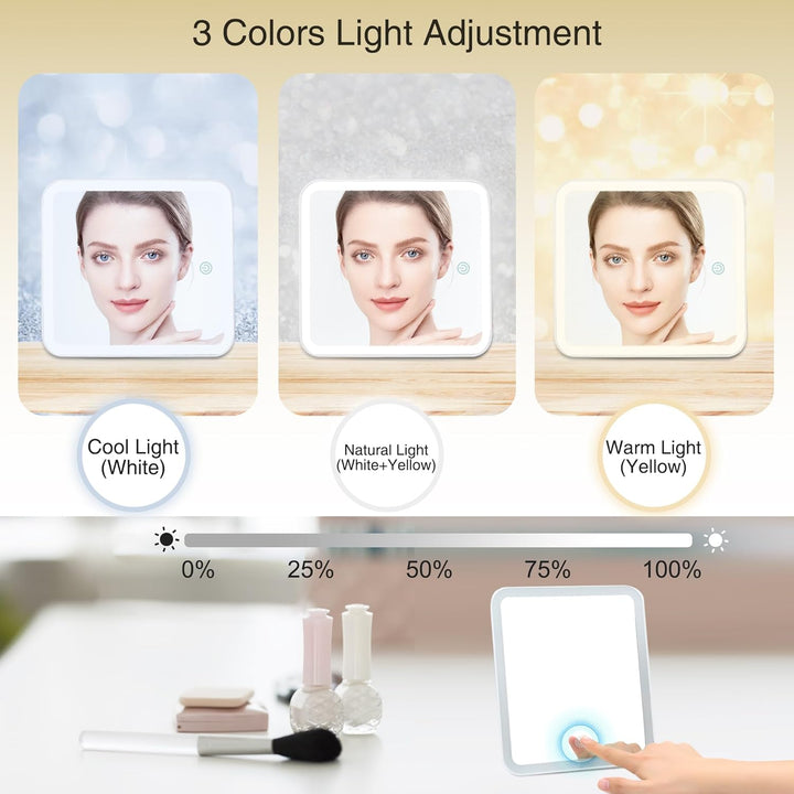 Travel Makeup Bag with LED Mirror, Cosmetic Train Case with Light up Mirror, Portable Makeup Artist Organizer Bag with Adjustable Dividers, Makeup Brush Holder Storage, Black