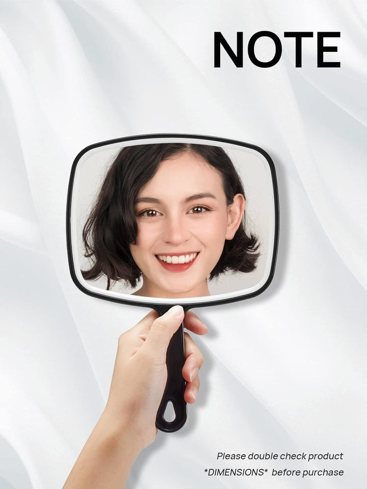 Hand Mirror, Black Handheld Mirror with Handle, 6.6" W X 9.2" L