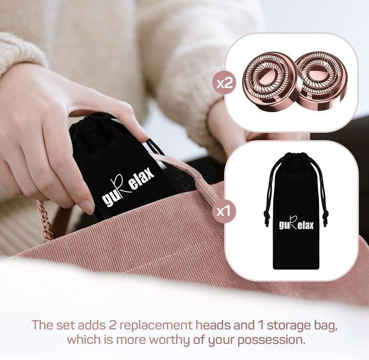 Facial Hair Removal for Women, Electric Painless Rechargeable Facial Hair Remover for Face, Lip, Chin with 2 X Replacement Heads