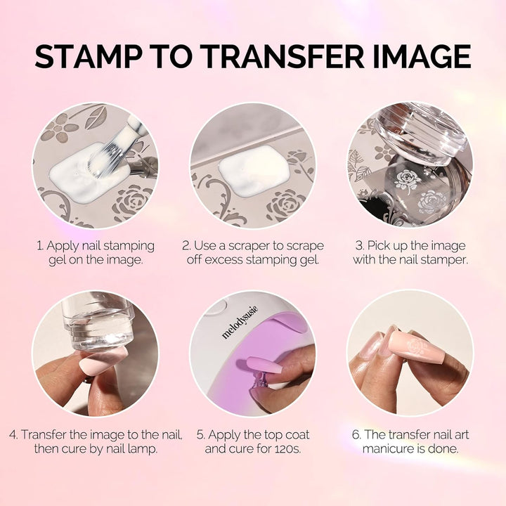 French Nail Stamper Kit, Silicone Stampers with Scrapers, 4PCS DIY Home Nail Design Salon, Clear