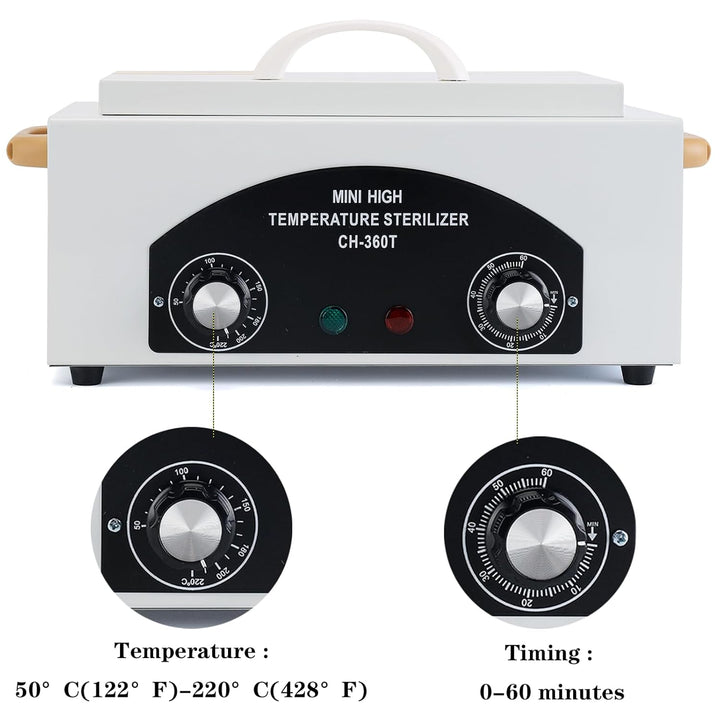High Temperature Sterilizer Autoclave Machine, Mini High Temperature Autoclave Machine with Timer 110V 300W, 1.5L Capacity, for Dental Tools, Nail Salon & Barber Equipment with Handle