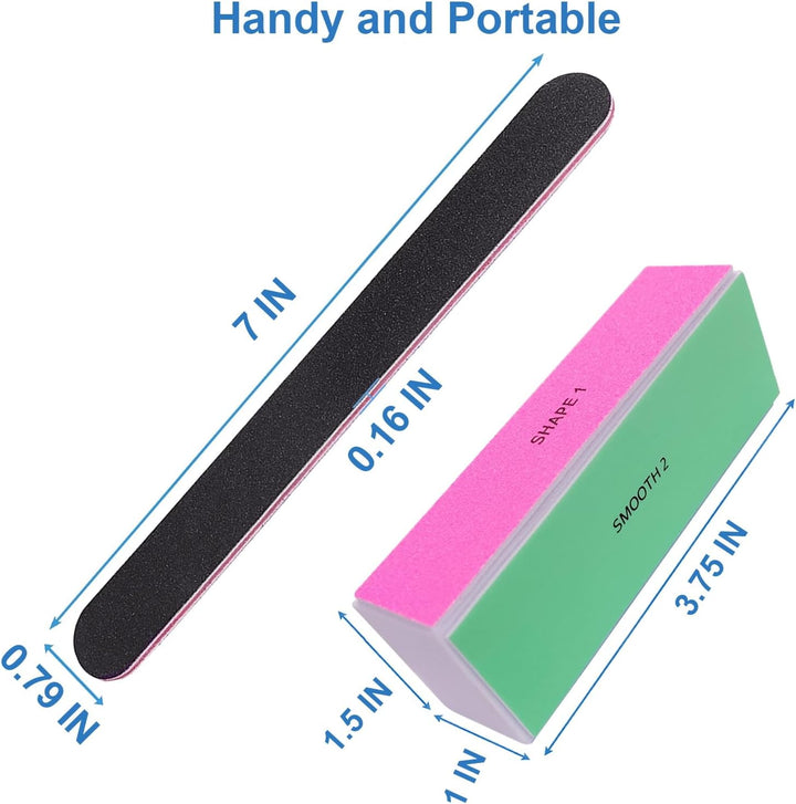 Nail File and Buffer Set, 4 Way Nail Buffers Shine Kit Professional Nail Files for Natural Nails Manicure Filer Filing Polishing Buff Nail Care Smoother Buffing Fingernail 100/120/240/600/3000 Grit