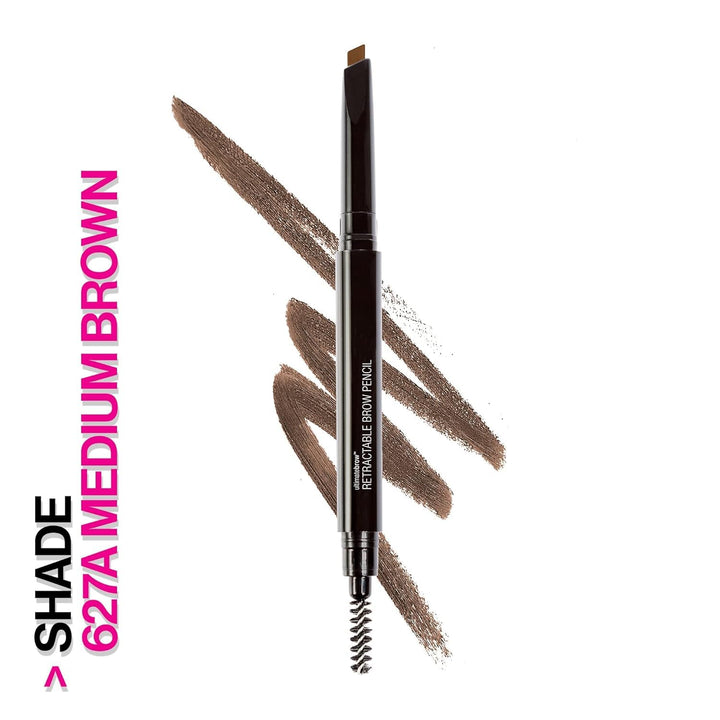 Ultimate Eyebrow Retractable Definer Pencil, Medium Brown, Dual-Sided Brow Brush, Fine Tip, Shapes, Defines, Fills Brow Makeup