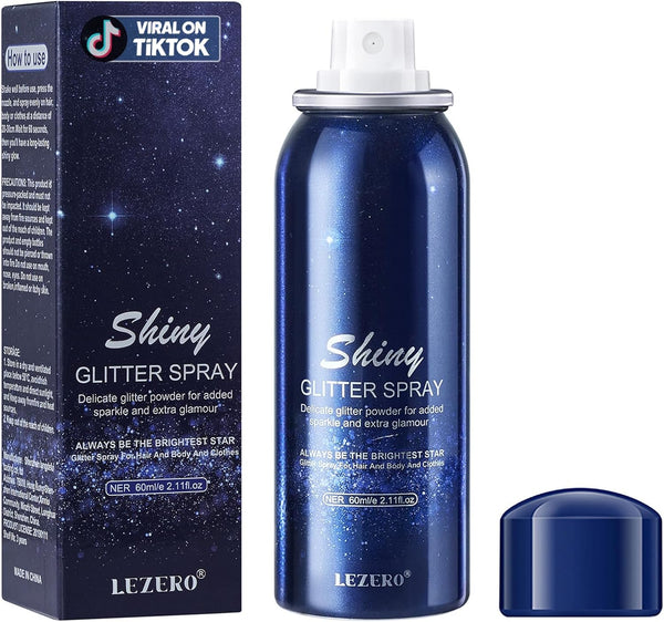 Body Glitter Spray, Temporary Shiny Hairspray for Face, Hair, Clothing, Long Lasting Quick-Drying Shimmer Mist for St. Patrick'S Day, Music Festival Rave, Nightclub Party, Prom, 2Oz