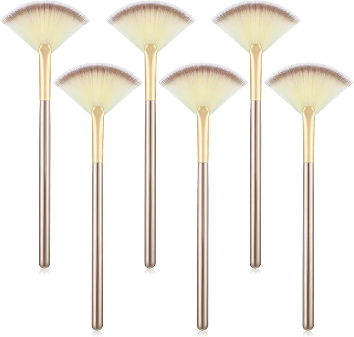 6 Pieces Fan Mask Brushes Soft Fan Facial Mask Applicator Tools Brush Makeup Brushes Cosmetic Tools with Handle for Makeup Women(White Hair)