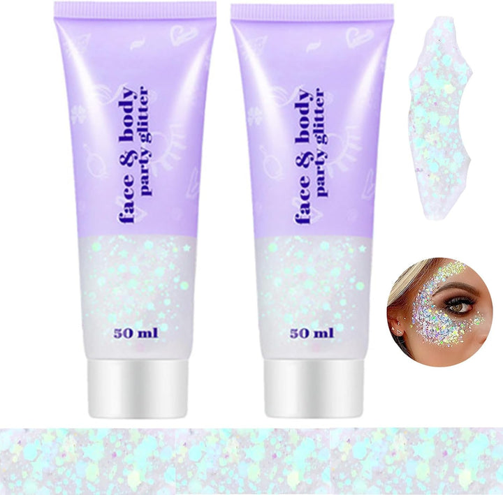 Gold Face Body Glitter,Mardi Gras Glitter Makeup Gold Face Paint,Holographic Chunky Sequins Glitters for Eye Lip Hair Nails,Festival Rave Accessories,52G