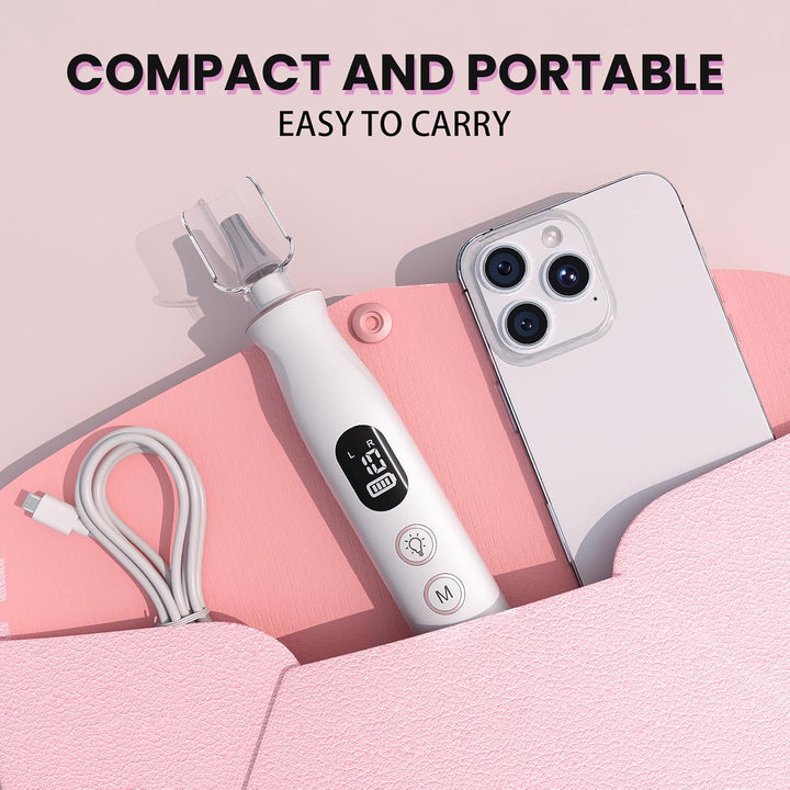 Electric Nail Drill, Cordless 2000 Mah Rechargeable Portable Nail File 12 in 1 Kit for Thick Toenails, 10 Speeds Nail Dril Machine Professional Manicure Pedicure for Hand Natural Nails Care (White)