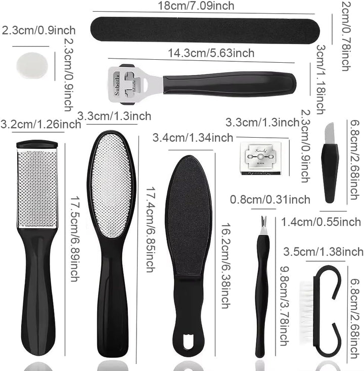 Professional Pedicure Foot Spa Set,10 in 1 Pedicure Set for Feet, Stainless Steel Foot Care Kit, Rasp Dead Skin Remover