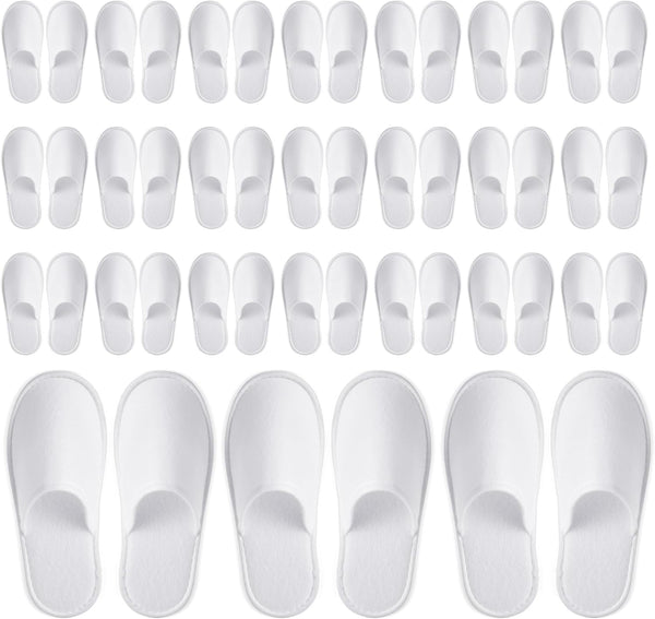 Disposable Slippers for Guests - Men'S US 10/Women'S US 11 Medium - White Closed-Toe Cotton EVA Slip-Resistant Sole - Individually Wrapped Spa & Hotel House Slippers Bulk 24 Pairs