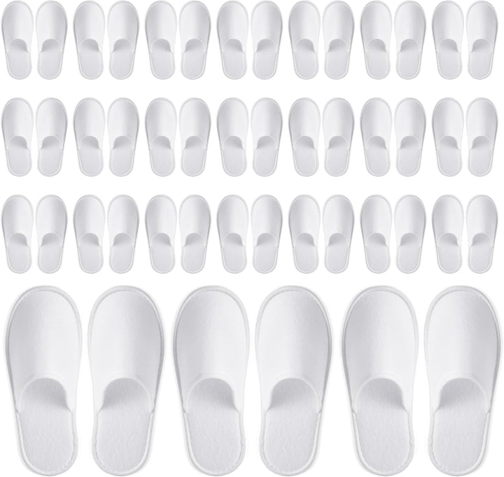 Disposable Slippers for Guests - Men'S US 10/Women'S US 11 Medium - White Closed-Toe Cotton EVA Slip-Resistant Sole - Individually Wrapped Spa & Hotel House Slippers Bulk 24 Pairs
