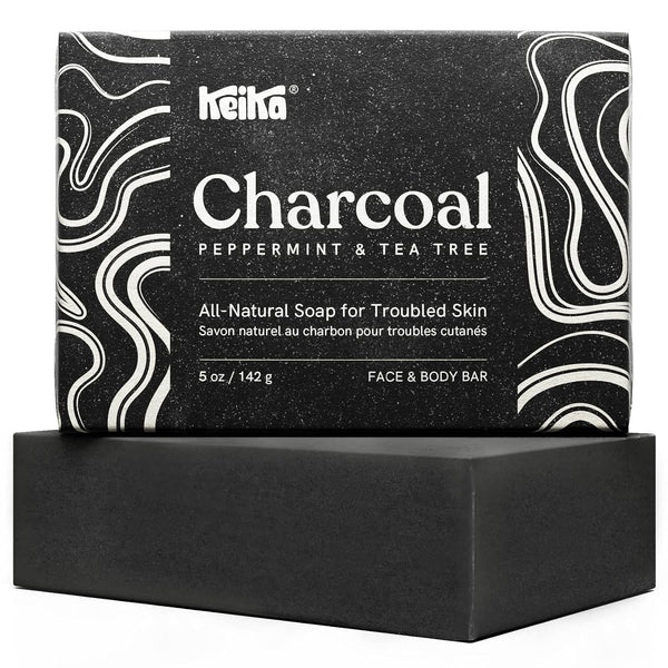 Charcoal Black Soap Bar for Eczema, Psoriasis, Face, Body, Men Women Teens with Oily Skin, 5 Oz.