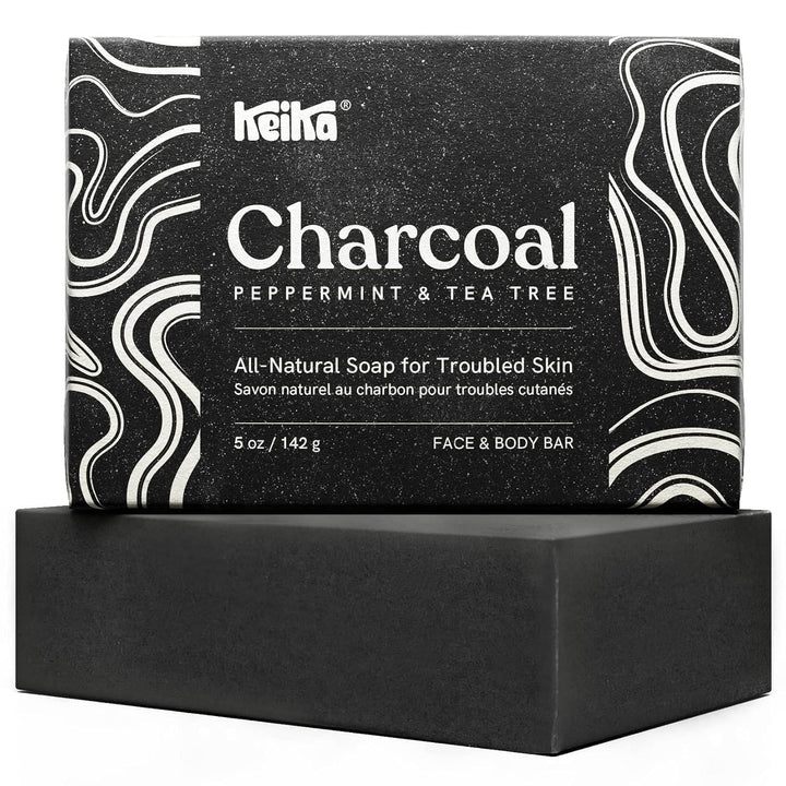 Charcoal Black Soap Bar for Eczema, Psoriasis, Face, Body, Men Women Teens with Oily Skin, 5 Oz.