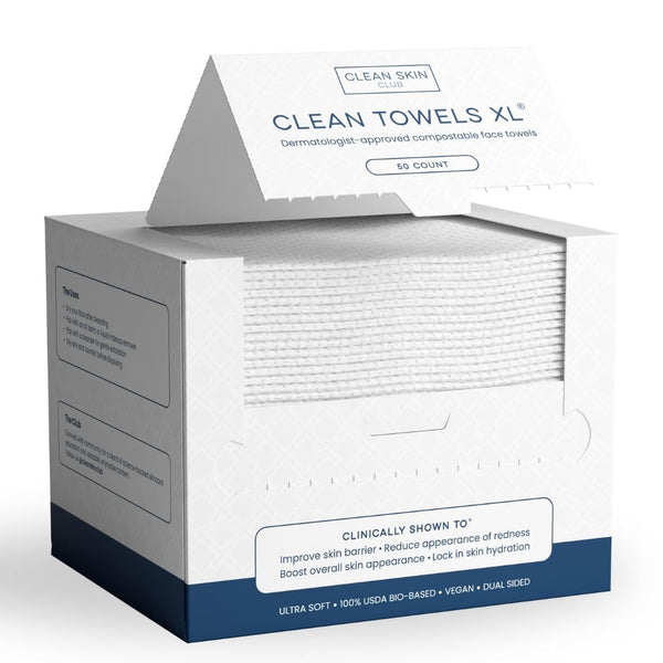 Clean Towels XL®, 100% USDA Biobased Face Towel, Disposable Face Towelette, Eczema Association Accepted, Makeup Remover Dry Wipes, Ultra Soft, 1 Pack, 50 Ct