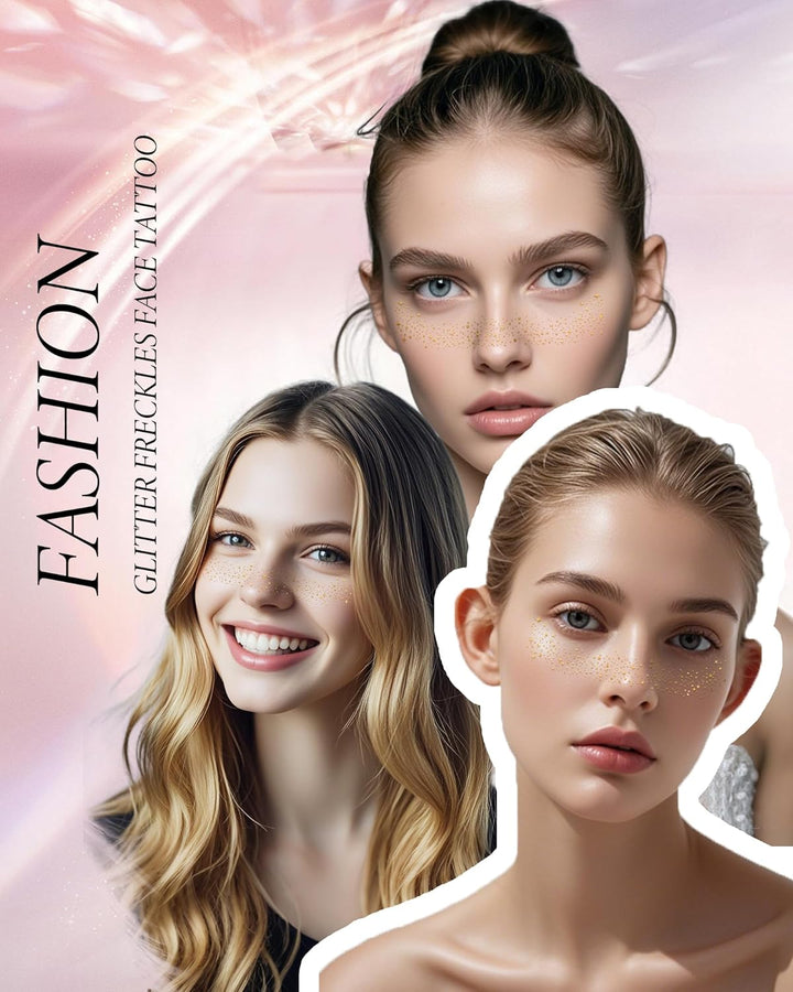 Face Glitter, Gold Temporary Face Tattoos Stickers, Body Face Glitter for Women Girls, Country Concerts Singer Festival Rave Accessories (Gold - 10 Pcs)