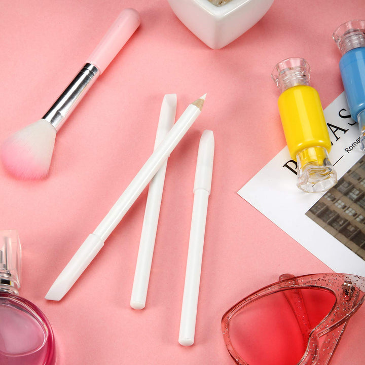 6 Pieces White Nail Pencils 2-In-1 Nail Whitening Pencils with Cuticle Pusher for French Manicure Supplies