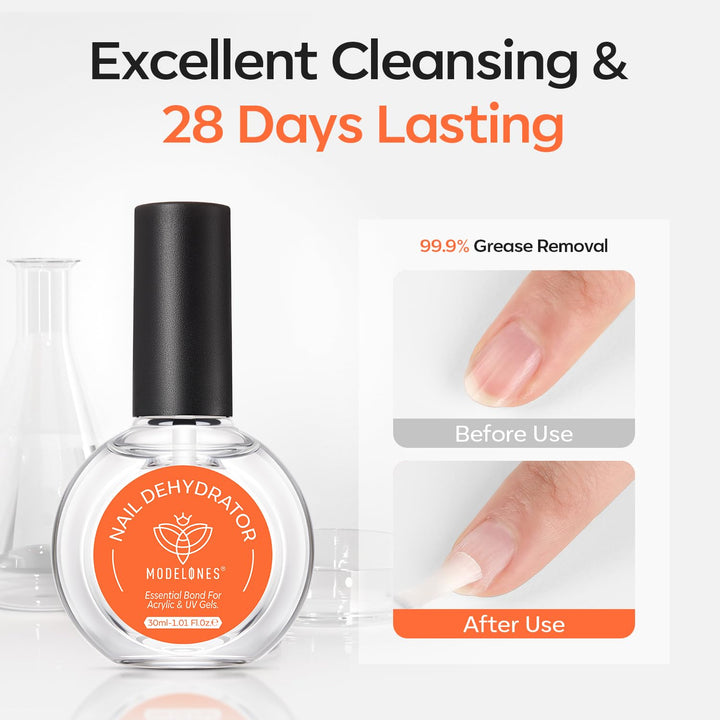 Nail Dehydrator, 30 Ml Nail Prep Dehydrator for Press Ons/Acrylic Nails/Gel Polish, Acid Free Natural Prep Dehydrate Acrylic Supplies