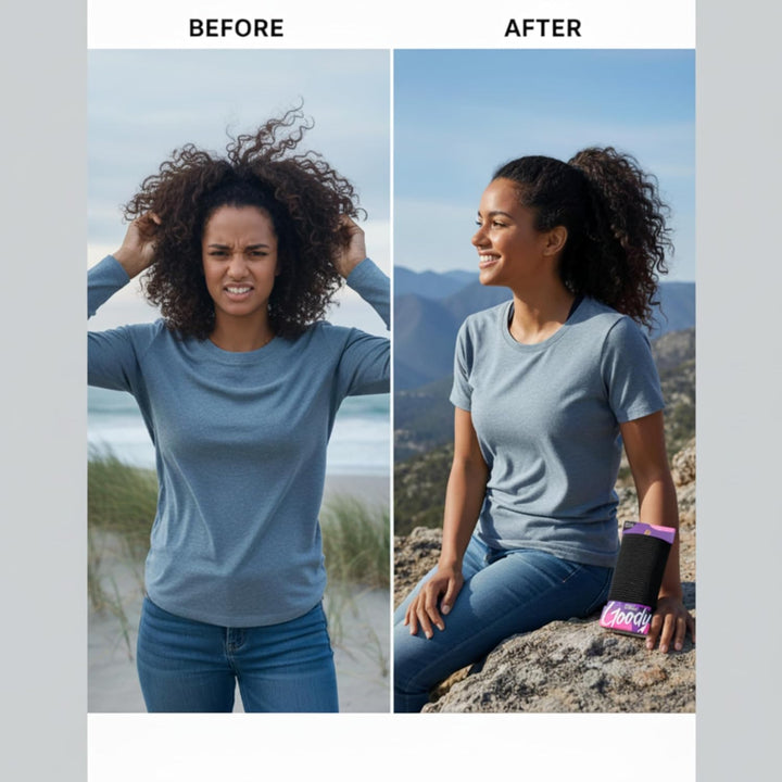 Ouchless Hair Elastics – No Pull, No Breakage, Tangle-Free Hold for Thick, Curly, Coily & Textured Hair – 30 Count, Black, Long-Lasting Ponytail Holders for Women & Men