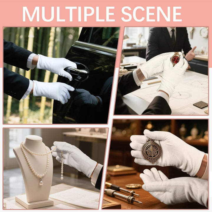 36 Pcs White Cotton Gloves for Dry Hands Sleeping, Men&Women Soft Sleep Gloves for Eczema and Moisturizing Overnight, Stretchable SPA Glove Costume for Coin Jewelry Inspection, Art Handling, Halloween