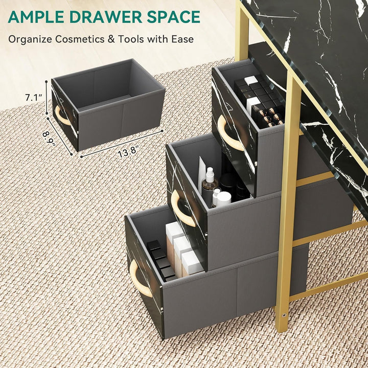 Manicure Table with 3 Drawers, 47.2In Nail Desk with Storage for Salons & Home Spas, Durable & Functional Design