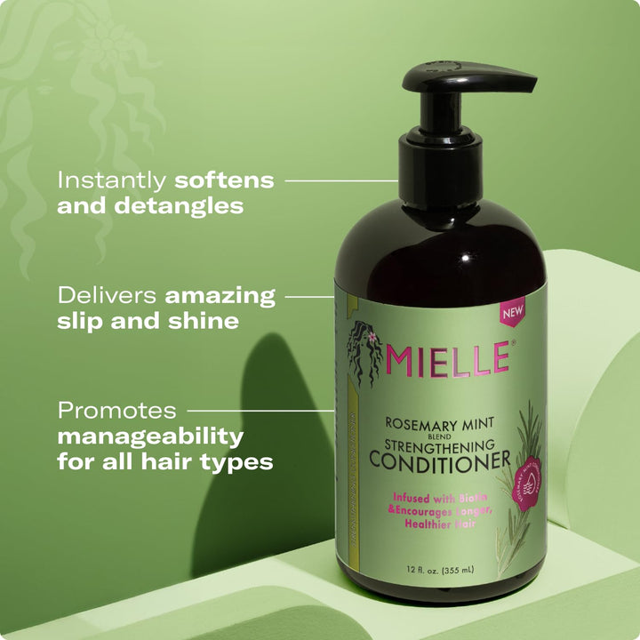 Rosemary Mint Strengthening Hair Conditioner - Detangling & Hydrating Conditioner to Help Increase Manageability - Infused with Biotin to Support Longer, Healthier Strands (12 Oz)