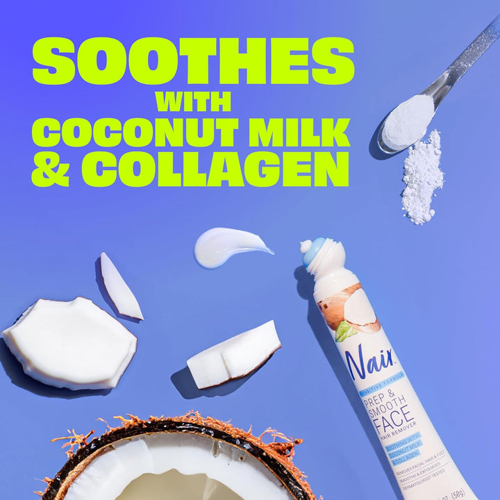 Exfoliating Facial Hair Removal Cream for Women - Smooth Skin Solution with Collagen for Sensitive Skincare